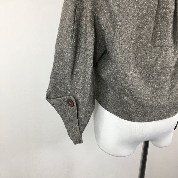 ROBERT RODRIGUEZ Brown White Specks Wool Silk Blend Rosette Applique Jacket - Picture 14 of 14